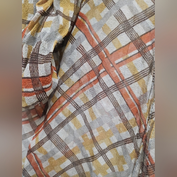 Doen Naret Tomato Emmeline Plaid 100% Silk Top Blouse Sz XS - Picture 13 of 16